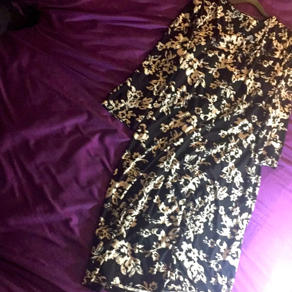 CHAPS White & Black Floral Dress XL - Picture 6 of 6